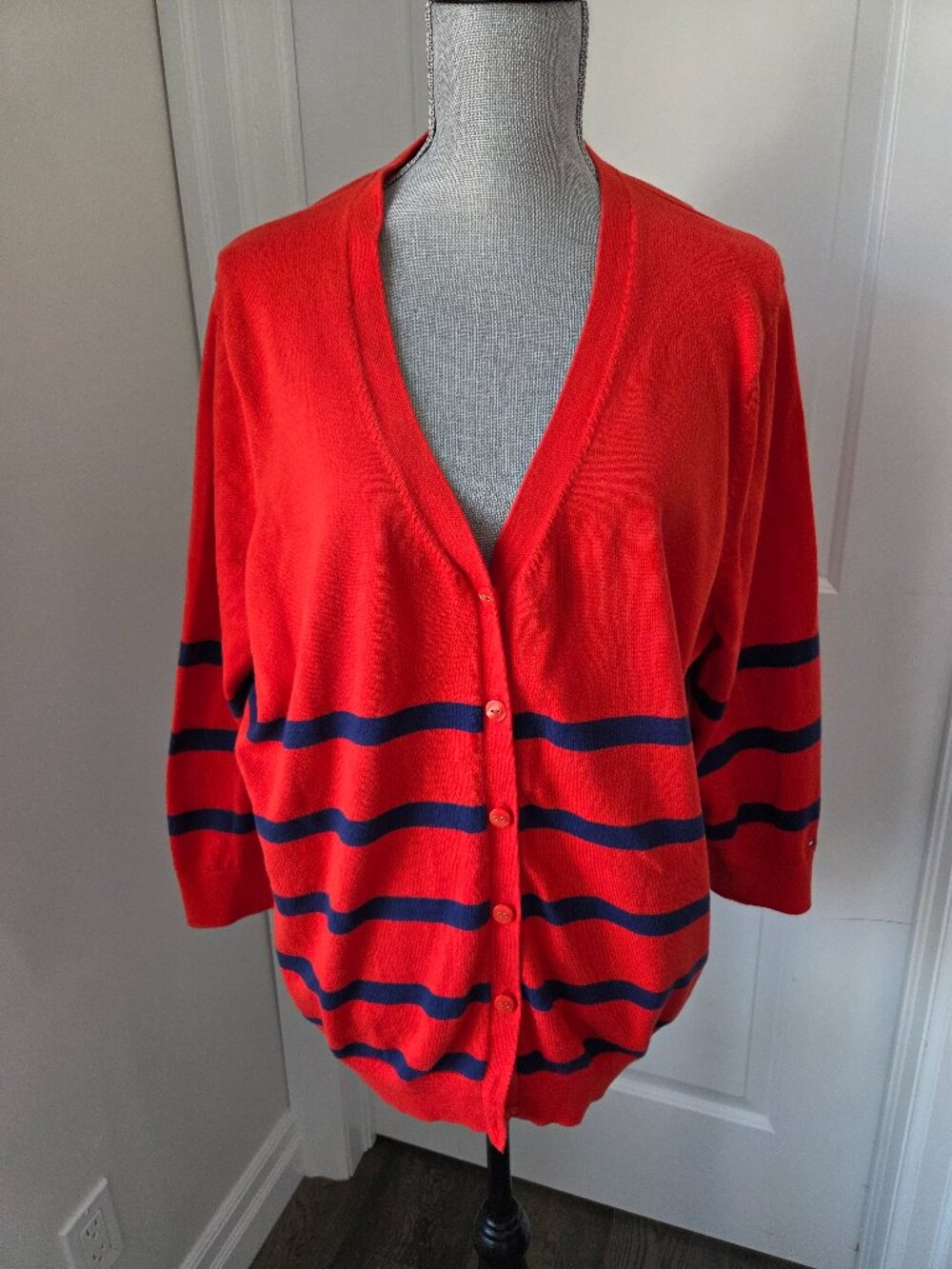 Tommy Hilfiger collegiate striped red and blue cardigan size XXL